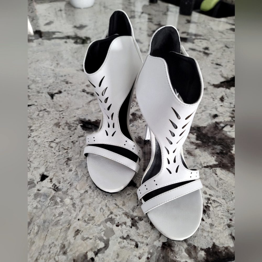 White Open-toe High Heels